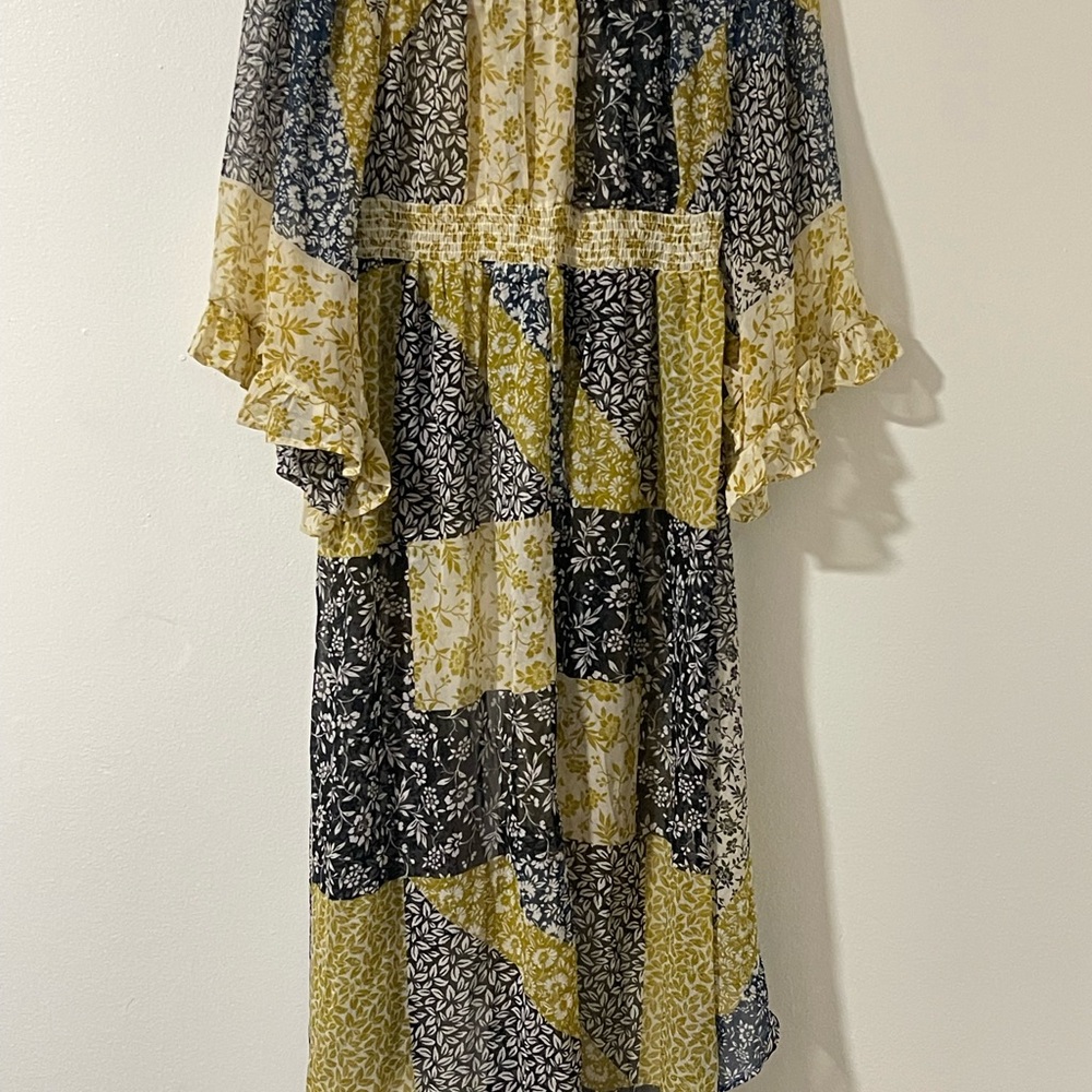 SHEIN Yellow and Black Patchwork Midi Dress